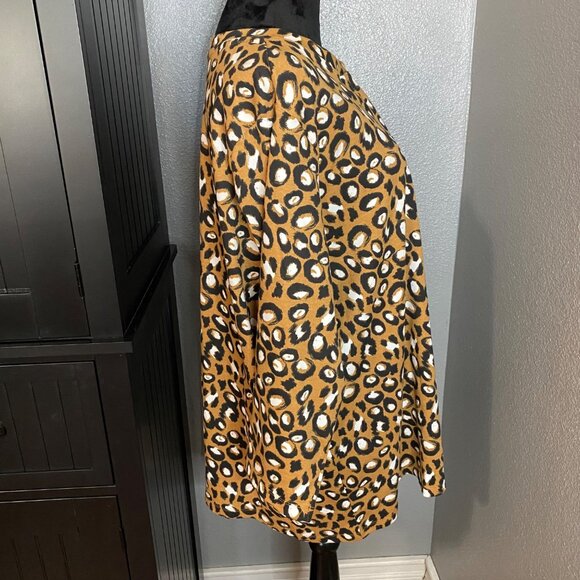 Kim Rogers Blouse Size 2X Animal Print Relaxed Leopard Boho Chic Soft Glam Bold - Picture 5 of 8